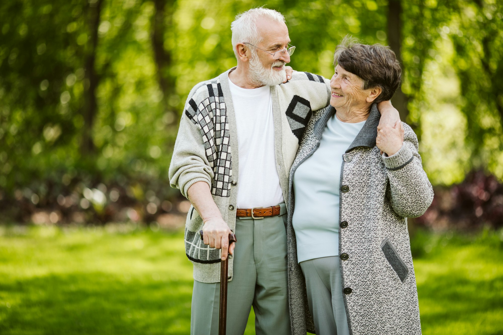 Elderly couple during a walk in the park